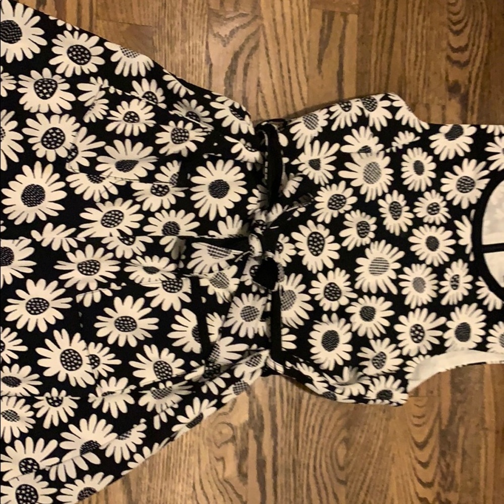Girls Daisy Black and White Romper